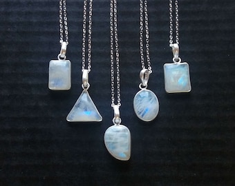 Moonstone Necklace Moonstone Moonstone Jewelry Silver Moonstone Bezel Pendant Silver Teardrop Moonstone Gemstone Necklace Stone Necklace