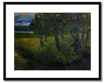 Original Fairytale Acrylic Painting on Paper, trees painting, contemporary art