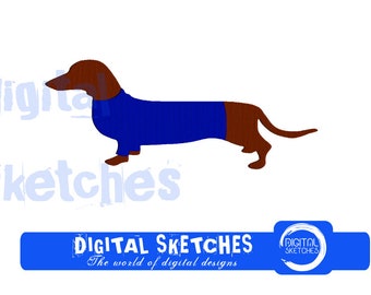 Dachshund Machine Embroidery Design 7 Sizes