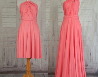 Coral Bridesmaid Dress Wrap dress Convertible Infinity Dress Evening Dresses Bridesmaid Dress-C26#B26#