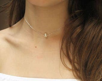 Single Pearl Necklace, 14k Gold Fill, 925 Sterling Silver, White Freshwater Pearl Necklace, Stone Necklace, Bridesmaid Gift, June Birthstone