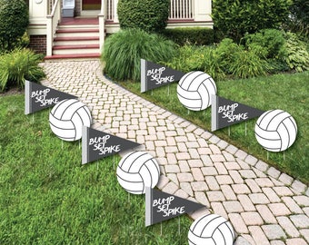 Volleyball - Lawn Decorations - Outdoor Baby Shower or Birthday Party Yard Party Decorations - Volleyball - Shaped Lawn Ornaments - 10 Pc.