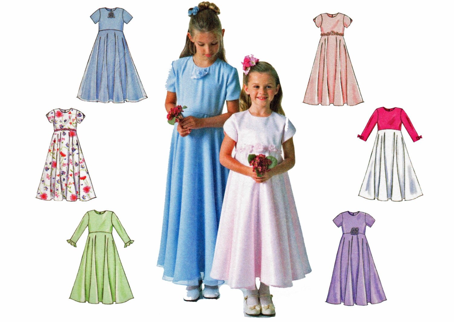 Girls Junior  Bridesmaid  Dress  Pattern  Flower Girl Pattern 