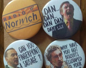 Alan Partridge - classic comedy quotes - Coogan - 4 pin back button badges