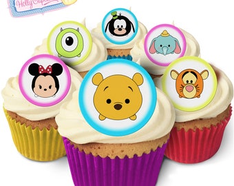 Tsum Tsum: 24 Edible round wafer cake toppers. Designed and made in the UK!