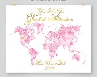 baby shower guest book alternative girl boy custom world map unique guest sign in guestbook poster printable floral digital print jpg pdf