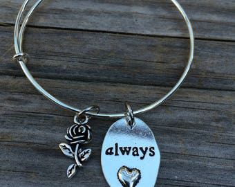 Rose Love Always bracelet, Rose Bracelet, Bridesmaid Bracelet, Mother of the Bride Bracelet, Mother of the Groom bracelet, Wedding bracelet
