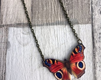 Peacock Butterfly Necklace, Entomology Necklace, Butterfly Necklace, Moth Necklace, British Wildlife