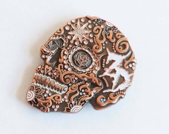 Zeds Dead Sugar Skull 3D Hat Pin (Black/Copper/Chrome)