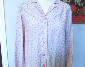 Vintage 1940s-style Faraday London feather/fern leaf motif shirt