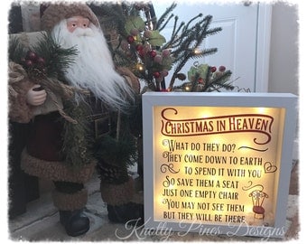 Christmas in heaven shadow box, lighted shadow box, memorial christmas shadow box with lights, because someone we love is in heaven gift