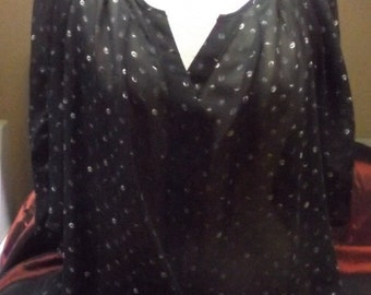 SALE Black Sheer Button Down Shirt See Through Top Plus Size