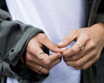 Gold moon ring - Minimalist ring - Horn ring - Dainty ring - Delicate ring - Minimal ring - Stacking ring - Minimalist jewelry