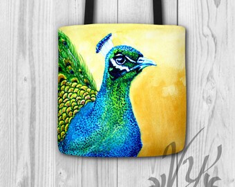 Canvas Beach Bag Reusable grocery Folding Nurse Tote Nursing Bag Peacock Gift wild Bird Eco handbag cute zoo Shopping gift purse