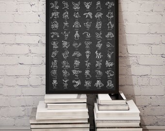 Legendary pokemon poster. Printable pokemon artwork. Pokemon print. Pokemon art. Instant download