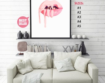 Kylie Jenner Lip Kit • Pink Lipstick Print Kylie Jenner Lips Lipsense Kim Kardashian Pink Lips Poster Makeup Wall Art Makeup Poster Lipstick