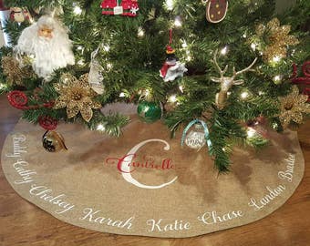 Personalized Burlap Christmas Tree Skirt, Personalized Christmas Skirt, Burlap Christmas Tree Skirt, Personalized Burlap, Burlap Tree Skirt