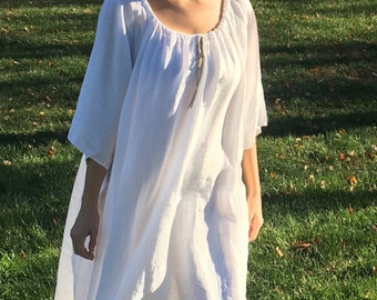 100% Organic Linen Long Nightgown