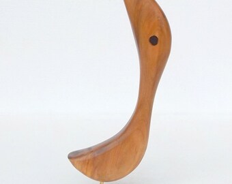 Danish Modern Mid Century Styled Wood Bird Sculpture Cherry
