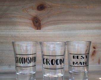 Groomsmen Shot Glasses, bachelor party shot glasses, wedding party gifts, wedding favor, bachelor favor, shot glasses