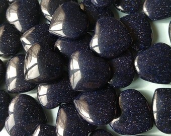 Blue Goldstone Heart Blue Sandstone Gemstone