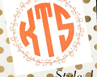 Monogram Decal, Circle Monogram Decal, Monogram, Monogram Sticker, Yeti Monogram Sticker, Monogram Car Decal, Custom Monogram, Vinyl Decal