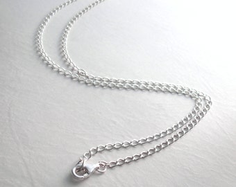 Sterling Silver Choker Necklace, 14 inch Choker Chain, Plain Silver Chain, Short Curb Chain Necklace for Men & Women