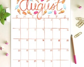 SALE, 2017 Watercolor Wall Calendar, Hand Painted, Seasonal, Illustration, Gift for Her, Christmas Gift, New Year