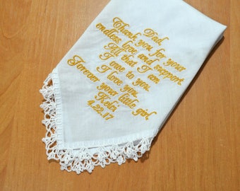 Gift for dad Wedding gift wedding handkerchief for Father of the bride Gift for Father from the Bride Father's day gift wedding hankies