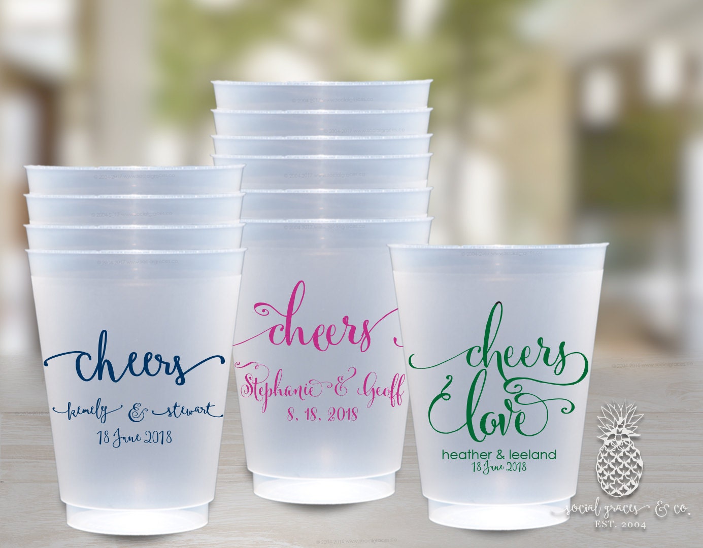 Calligraphy Frosted Wedding Cups Weddings Bridal Showers