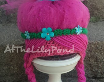 Troll hat, Poppy Trolls Hat, Trolls birthday party, Poppy Hat, Poppy Hair, Trolls Hair, Girls Birthday gift, Trolls Halloween Costume, Poppy