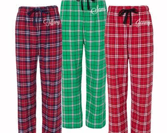 Personalized Christmas Pajamas, Flannel Pjs, Monogrammed flannel pajama pant, monogrammed pajamas, Custom monogram pajamas, holiday pjs