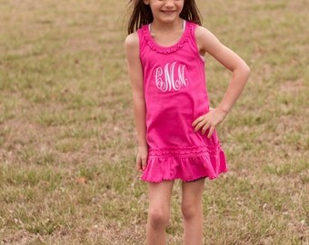 Monogrammed Girl's Dress | Monogrammed Toddler Dress | Monogrammed Tank Dress | Infant Dress | Back to School | First Day of School Outfit