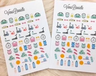 64 Kawaii Weight Loss Stickers,Fitness Planner Stickers, Kawaii stickers, Fitness planner, Weight loss Planner, Health Stickers,