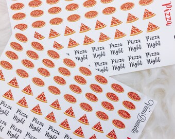 Pizza Night Planner Stickers, Pizza Stickers, Pizza Night Stickers, Food Stickers, 64 Stickers, Family Fun, Pizza, Planner Stickers, ECLP