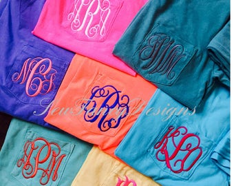 SALE!!! Comfort colors shirt, monogrammed comfort colors shirt, monogrammed comfort colors pocket tee short sleeve, short sleeve pocket
