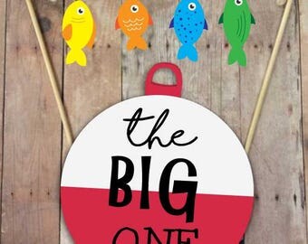 The Big One Fishing Birthday | Fishing Birthday Cake Topper | Fishing Birthday Decorations | Smash Cake Topper | Printable Cake Topper