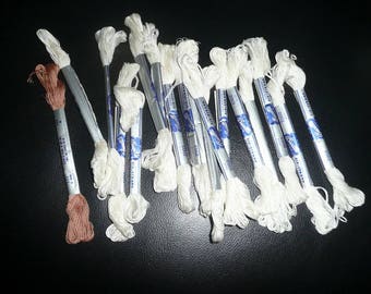 18 Vintage Bucilla Six Strand White Floss , 1 Tan