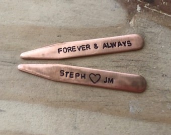 Custom copper collar stay silver collar stays copper anniversary gifts for husband husband gift husband birthday gift wife to husband gift
