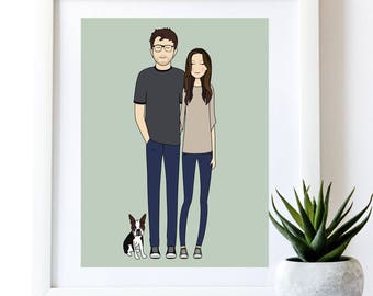 Custom Portrait, custom family portrait, personalized family portrait, custom drawing, anniversary, gift, Illustration