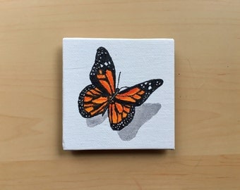 Mini canvas magnet, mini painting, butterfly magnet, butterfly painting, canvas magnet, fridge magnet, housewarming gift