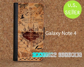 Inspired Harry Potter Map Galaxy Note 4 Flip Case, Wallet Case FREE SHIPPING in US