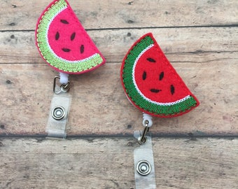 Watermelon Badge Reel - Id holder - Retractable Badge Holder - Tech - Nurse Name Badge Holder - Watermelon - Watermelon Badge clip - summer