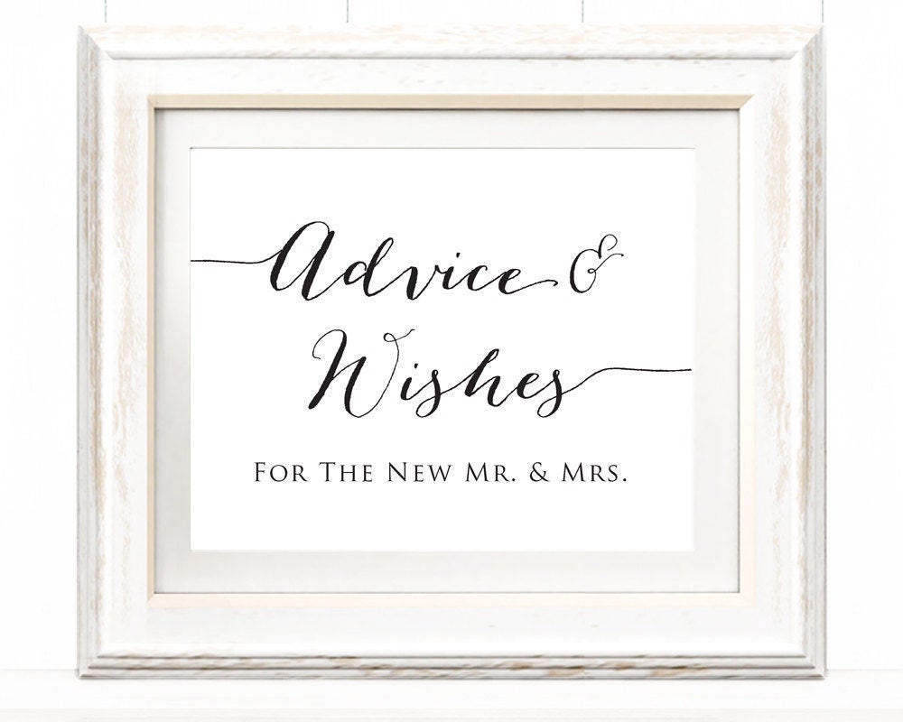 Advice And Wishes For The New Mr And Mrs 8x10 Sign Template