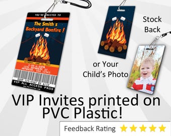 Bonfire Invitation PLASTIC Bonfire, Bonfire Invitation, Birthday Invitation, Birthday Invite, Bonfire Birthday Invitation SKU-INV020