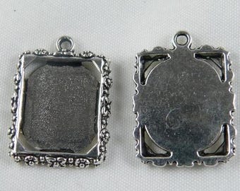 20pcs Tibetan Silver Rectangle Photo Frame Charms Pendants 18x25mm