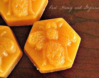 Honey Soap - Real Honey and Glycerin Soaps - Honey Bee Soaps - Shaped Soap - Guest Soaps - Soap Favors - Homemade Soap - Natural Soap Bars