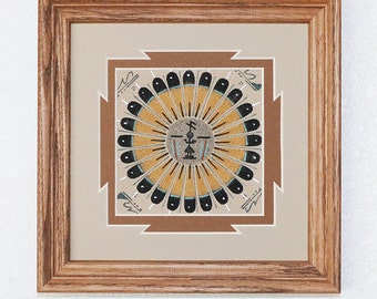 navajo,native american art,navajo art,native american sand painting,navajo sand painting,sun face,native, Navajo Sand Painting Sun Face