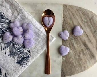 Lavender Heart Shaped Sugar Cubes. Perfect for Tea, Coffee, Champagne, Cocktail Beverages, Lemonade.