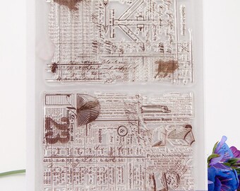 Clear Stamps - clear stamp set -transparent stamps - silicone stamp (retro background) CS0076